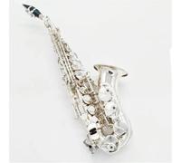 Sassofono Acuto Curvo Professionale In Argento Si Bemolle Strumento Jazz Sax In Ottone Puro Nichelato(Bag B)