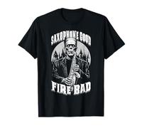 Sassofono Buon Fuoco Bad Divertente Sassofonista Musica Frankenstein Maglietta