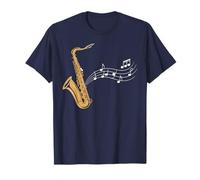 Sassofono con note musicali fluenti vibrazioni jazz Maglietta