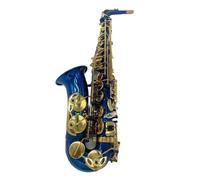 Sassofono Contralto Chiave laccata oro blu Sassofono contralto professionale E Tone Down Depth Incisione placcata oro Voce professionale(High-end leather bag)