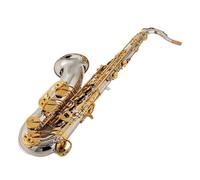 Sassofono Contralto Costruzione durevole Sassofono tenore Sib Tone Tubo nichelato Chiave laccata oro Sax(Leather bag)