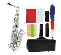 Sassofono Contralto Eb Ottone Placcato Argento Strumento A Fiato Professionale E Sax Piatto Con Custodia Accessori Per Strumenti Con Cinturino (Color : Silver 1)