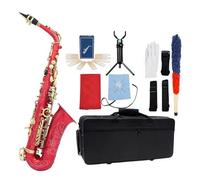 Sassofono Contralto Eb Ottone Placcato Argento Strumento A Fiato Professionale E Sax Piatto Con Custodia Accessori Per Strumenti Con Cinturino (Color : Crimson 9)