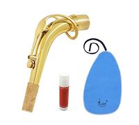 Sassofono contralto in ottone Manico per sax lucido ad alta risonanza per la manutenzione quotidiana Piegatura in oro con panno pulito Accessori per grasso in sughero