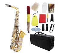 Sassofono Contralto Mib Corpo In Ottone Chiavi Intagliate Tasti Bianchi Sassofono Con Accessori (Color : Gold silver)