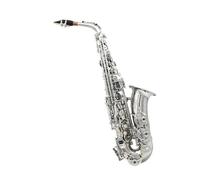 Sassofono Contralto Sassofono contralto in argento Sassofono contralto in mi bemolle Sassofono in mi bemolle Materiale in ottone con supporto per tracolla Trimmer Accessori(Silver saxophone)