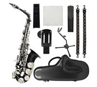 Sassofono Contralto Sassofono contralto in mi bemolle in argento nero in ottone con supporto per tracolla parti di rifinitura(Saxophone set)