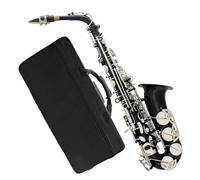 Sassofono Contralto Sassofono contralto in mi bemolle in argento nero in ottone con supporto per tracolla parti di rifinitura(Saxophone)