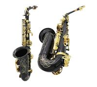 Sassofono Contralto Sassofono contralto nero dorato Sassofono contralto in mi bemolle Sassofono in mi bemolle Materiale in ottone con cinturino Panno per la pulizia Supporto Trimmer(Saxophone set)