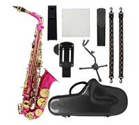 Sassofono Contralto Sassofono contralto rosso rosa Sassofono contralto in mi bemolle Sassofono in mi bemolle Materiale in ottone con supporto per tracolla Trimmer Accessori(Saxophone set)