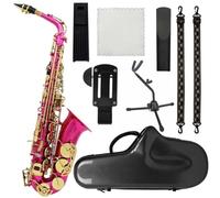 Sassofono Contralto Sassofono contralto rosso rosa Sassofono contralto in mi bemolle Sassofono in mi bemolle Materiale in ottone con supporto per tracolla Trimmer Accessori(Saxophone set)