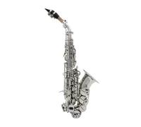 Sassofono Contralto Sassofono soprano in argento Si bemolle per principianti set completo con scatola portatile boccaglio soffiante ance accessori(Saxophone)