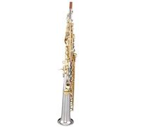 Sassofono Contralto Tubo Diritto Ottone Placcato Argento Si Bemolle Sax Strumento Musicale(Silver)