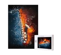 Sassofono in fiamme e ghiaccio,Puzzle in legno da 300 pezzi per adulti e adolescenti
