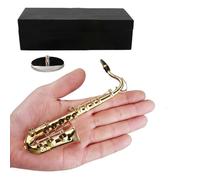 Sassofono in miniatura con supporto e custodia Sassofono tenore Modello Decorazione da scrivania Figurine Accessori per la casa delle bambole Statuine durevoli Accessori per la casa delle bambole