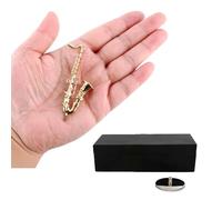 Sassofono in miniatura con supporto e custodia Sassofono tenore Modello Decorazione da scrivania Figurine Accessori per la casa delle bambole Statuine durevoli Accessori per la casa delle bambole