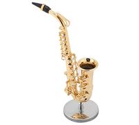 Sassofono in Miniatura, Modello Mini Sassofono Contralto Placcato in Oro, Piccoli Strumenti Musicali con Supporto e Custodia per Ornamenti Regalo per la Casa