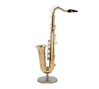 Sassofono In Miniatura Placcata In Oro - Collezione Musicale In , Visualizza Stand Case | Regalo Di Compleanno Di Natale Per Bambini Adulti, Per Bambole Con Musica Decorativa Per Uffic