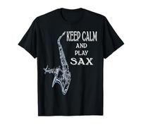 Sassofono Keep Calm And Play Sax Music Lover Maglietta