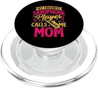 Sassofono Mamma Divertente Sassofonista Giocatore Sax Jazz Musica Donne PopSockets PopGrip per MagSafe