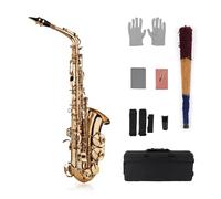 Sassofono Mib Alto Sax Ottone Laccato Oro Con Custodia Per Il Trasporto Accessori