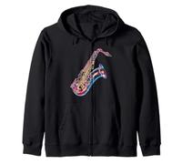 Sassofono Musica Strumento Grafica Artwork Saxofono Felpa con Cappuccio