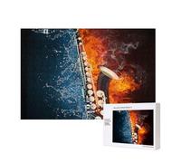 Sassofono nel fuoco e nell'acqua,Puzzle in legno da 300 pezzi per famiglie, per adulti e adolescenti, decorazioni per la casa