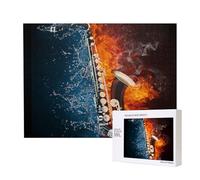 Sassofono nel fuoco e nell'acqua,Puzzle in legno da 500 pezzi, gioco di famiglia, puzzle per adulti e adolescenti, decorazioni per la casa