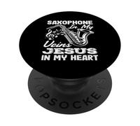 Sassofono nelle mie vene Gesù Il mio cuore Sassofonista PopSockets PopGrip Adesivo