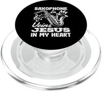Sassofono nelle mie vene Gesù Il mio cuore Sassofonista PopSockets PopGrip per MagSafe