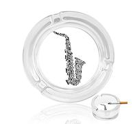 Sassofono Nota Musicale Divertente Rotondo Cristallo Posacenere Sigarette E Sigari Vassoio Cenere Cassa Del Supporto Della Cassa Del Supporto Del Vassoio D