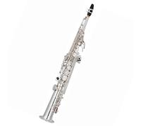 Sassofono Ottone Dritto Acuto Sib Piatto Sassofono Sassofono Strumento A Fiato Conchiglia Naturale Chiave Intagliata Modello Con Carryi(Silver)