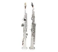 Sassofono Per Principianti Amante Della Musica Sassofono Soprano Sib Ottone Tubo Dritto Strumento Musicale Professionale Con Parti E Accessori Per Ance(Silver)