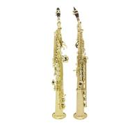Sassofono per principianti amanti della musica, sassofono soprano in Sib, tubo dritto in ottone, strumento musicale professionale, con scatola, parti e accessori (dorato)