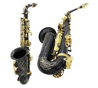Sassofono Professionale Sassofono contralto nero dorato Sassofono contralto in mi bemolle Sassofono in mi bemolle Materiale in ottone con supporto per tracolla Trimmer(Saxophone)