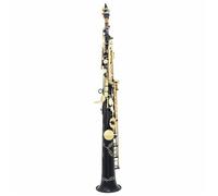 Sassofono Professionale Sassofono Soprano Chiave in Oro Nero SIB Piatto Ottone Sax Dritto Strumento A Fiato con Custodia in Tessuto Guanti