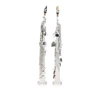 Sassofono Professionale Sassofono Soprano Dritto Argentato Sassofono Professionale in Ottone B Piatto Sassofono A Fiato Sax con Custodia Ancia