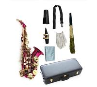 Sassofono Sassofono Piatto Professionale In Sib Con Manico A Curvatura Piccola, Corpo Rosa, Chiavi Dorate, Strumento Musicale Con Custodia