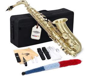 Sassofono Sax Alto Fa in Ottone Oro Laccatura Lucida Professionale Set Borsa