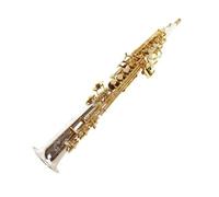 Sassofono Saxophone A Tubo Dritto Ottone Lacca Argento E Oro Sax Suonare Uno Strumento Musicale Con Custodia