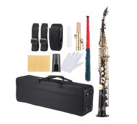 Sassofono Saxophone Dritto In Ottone Bb B Modello Intagliato Piatto Con Custodia Per Il Trasporto Accessori Per Sax Per Strumenti A Fiato (Color : Bk)