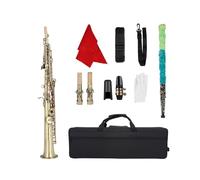 Sassofono Saxophone Dritto In Sib Ottone Placcato Argento Sax B Piatto Strumento A Fiato Di Qualità Con Custodia E Accessori (Color : Cyan Antique)