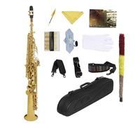 Sassofono Saxophone In Sib Dorato In Ottone Con Tubo Dritto Sax Strumento A Fiato Con Scatola In Pelle Accessori Per Strumenti Musicali