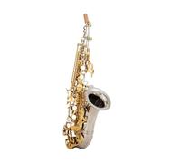 Sassofono Saxophone In Sib Placcato Argento Una Chiave Dorata Ottone Strumento A Fiato Professionale Sax Bemolle B (Color : 01)
