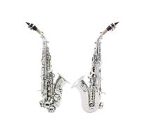 Sassofono Saxophone Sib Corpo In Ottone Placcato Nichel Set Sax Bemolle Con Custodia Accessorio Per Sax Strumenti A Fiato Professionali (Color : Silver)