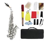 Sassofono Saxophone Sib Corpo In Ottone, Tasti Intagliati, Tasti Bianchi, Sassofono Con Accessori (Color : Silver)