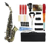Sassofono Saxophone Sib Sax Bemolle B Rosso/Ciano Antico Imita Sassofono Modello Classico Intagliato Con Accessori Scatola (Color : Cyan antique)