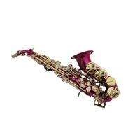 Sassofono Soprano B Piatto Piccolo Manico Piegato Corpo Rosa Chiavi Dorate Strumento Musicale Professionale Con Custodia principianti sassofono (Color : Cloth bag)