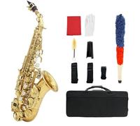 Sassofono Soprano Ottone Dorato Modello Intagliato Bocchino Ance Collo Accessori Per Strumenti A Fiato principianti sassofono (Color : Gold Silver)