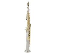 Sassofono soprano per principianti Corpo in ottone B piatto dritto Sax strumento professionale con custodia parti e accessori (D)
